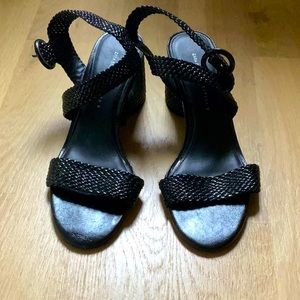 Like New Black Woven Strappy Sandal Zara SZ 42